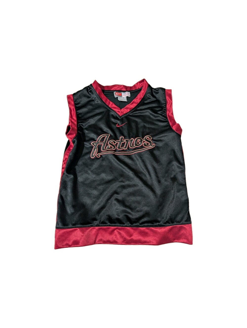 Vintage Y2K Nike Team Houston Astros Sleeveless Jersey Black Red Youth Size 6